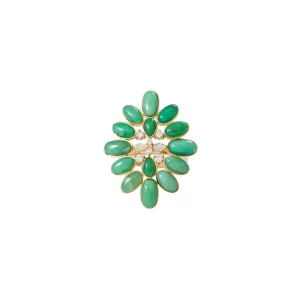 DIAMOND   CHRYSOPRASE BLOSSOM RING
