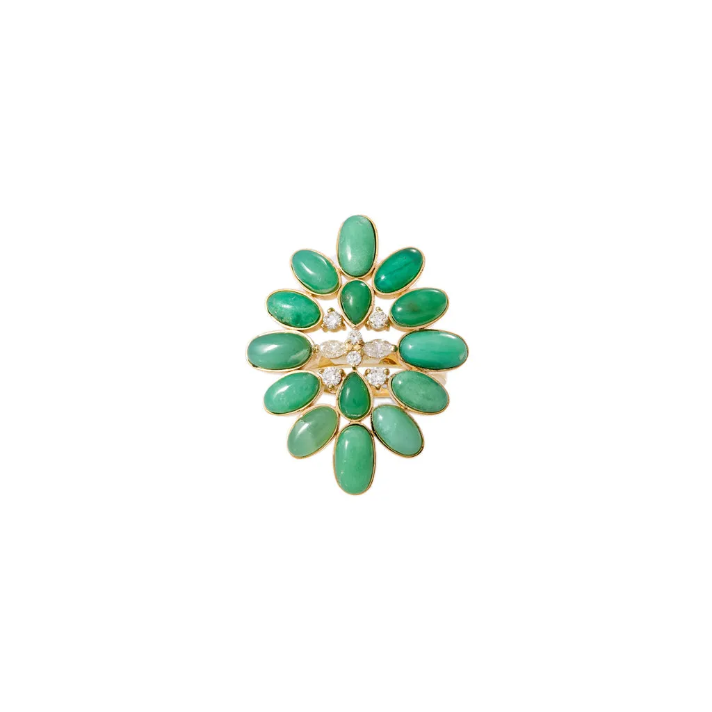 DIAMOND   CHRYSOPRASE BLOSSOM RING