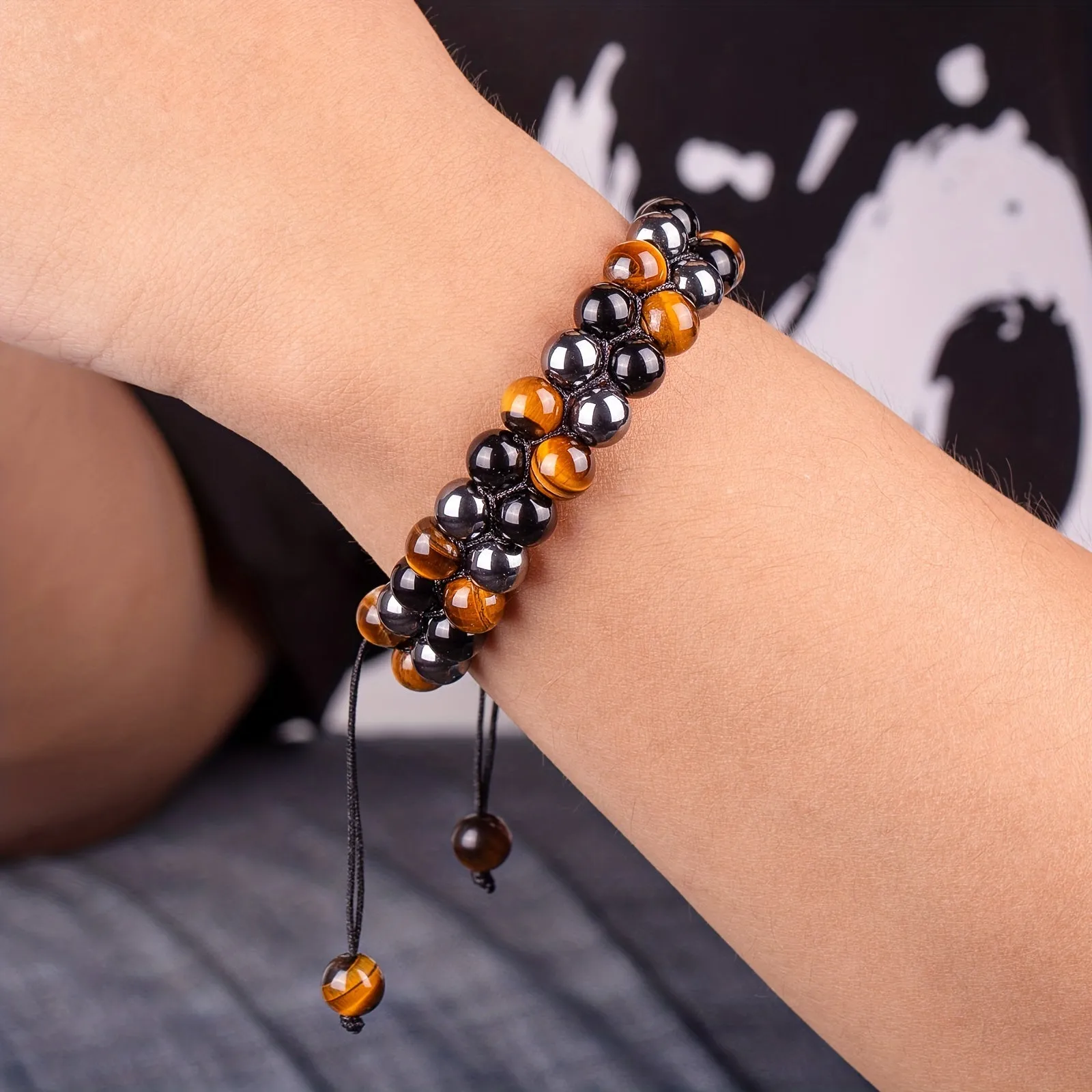 Double-Layer Bead Bracelet for Men | Black & Brown