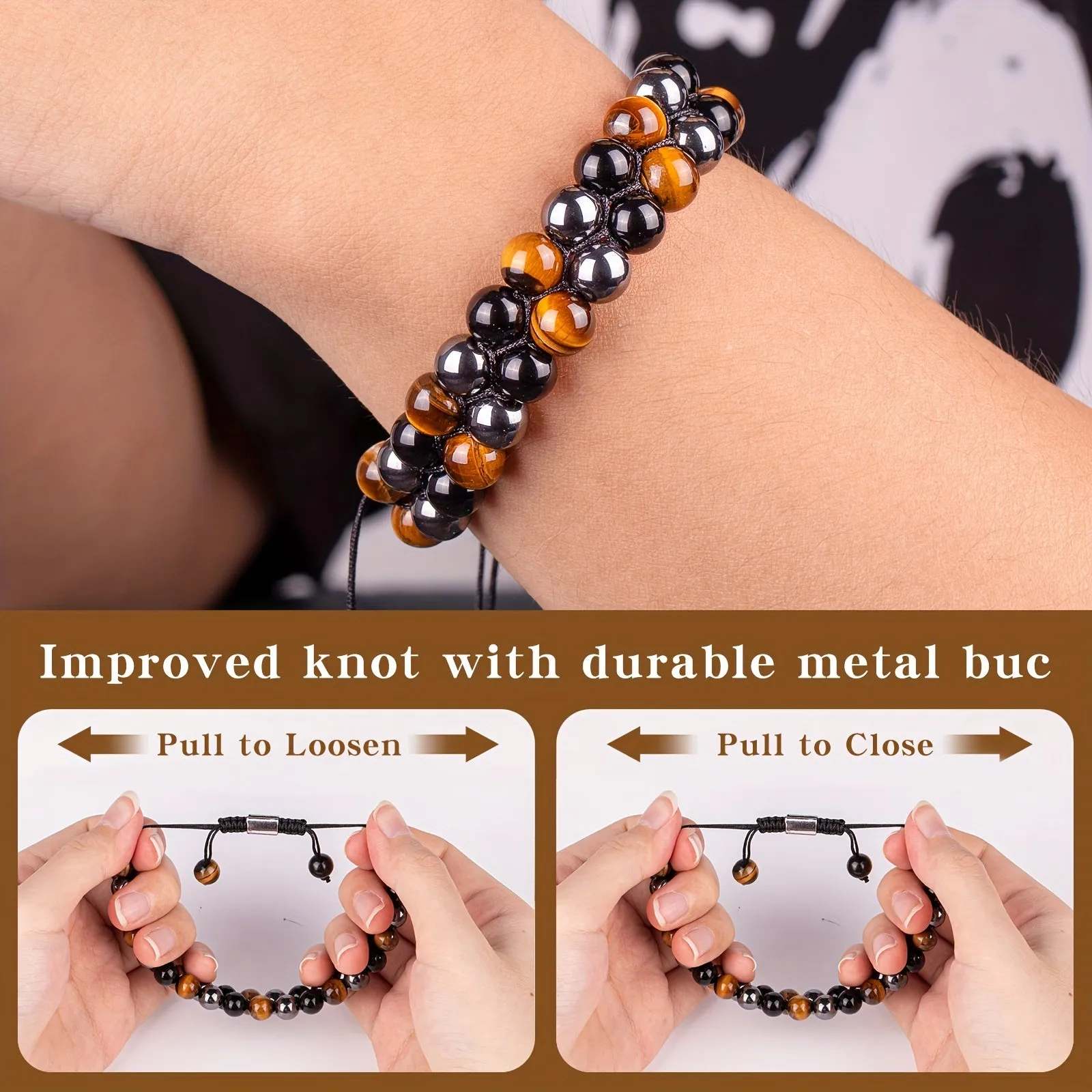Double-Layer Bead Bracelet for Men | Black & Brown