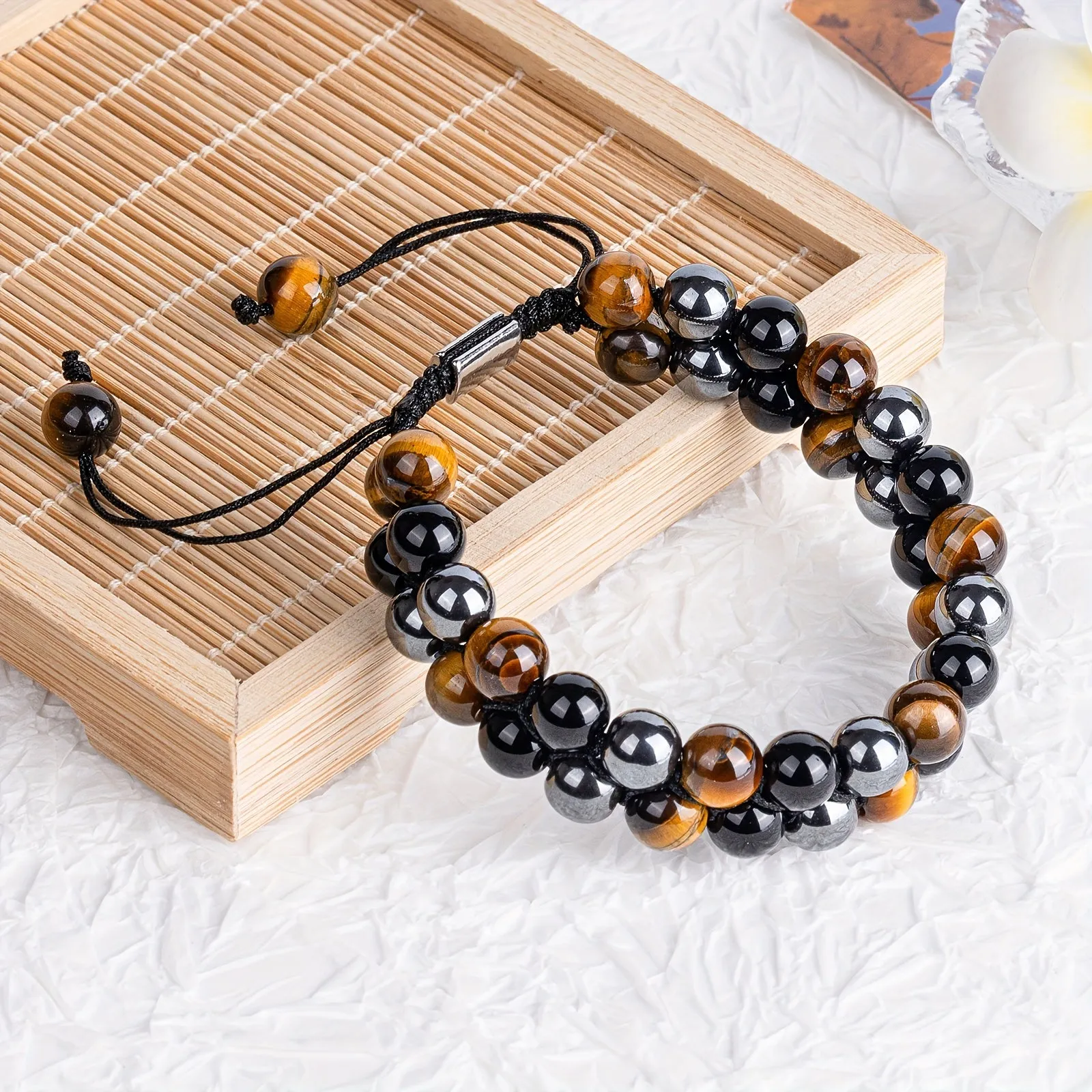 Double-Layer Bead Bracelet for Men | Black & Brown