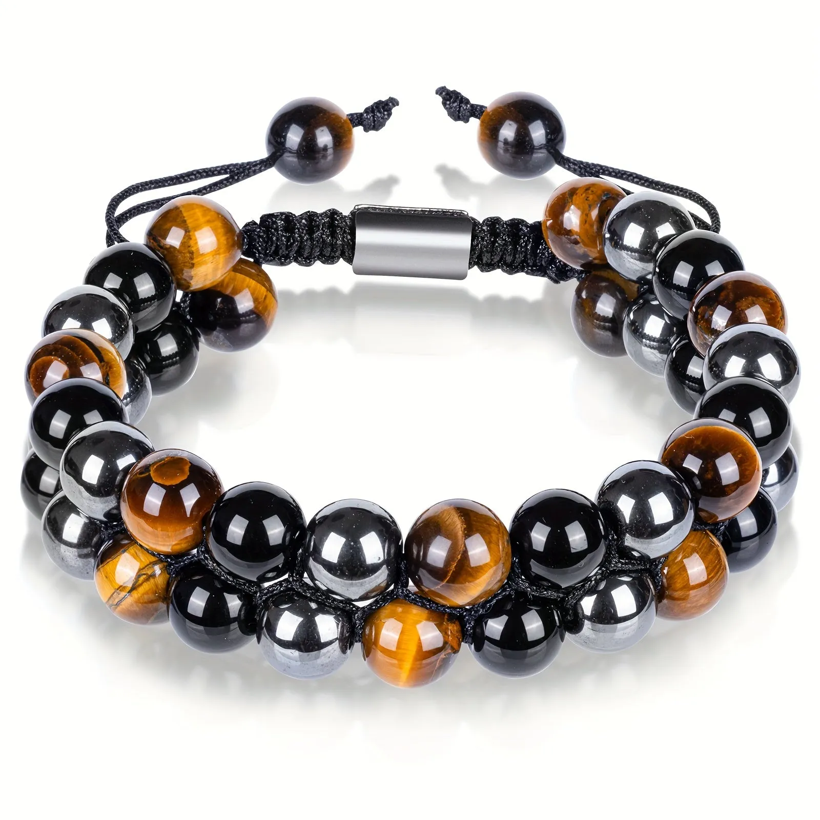 Double-Layer Bead Bracelet for Men | Black & Brown