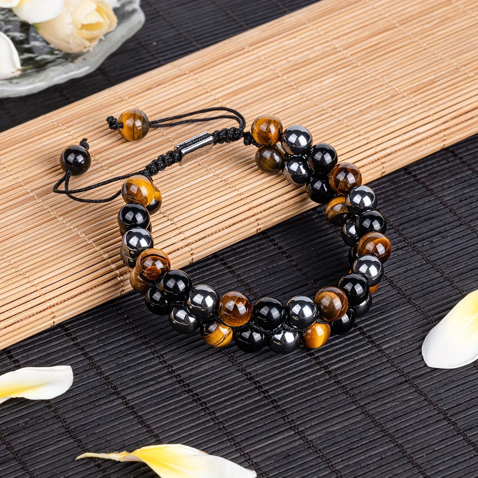 Double-Layer Bead Bracelet for Men | Black & Brown