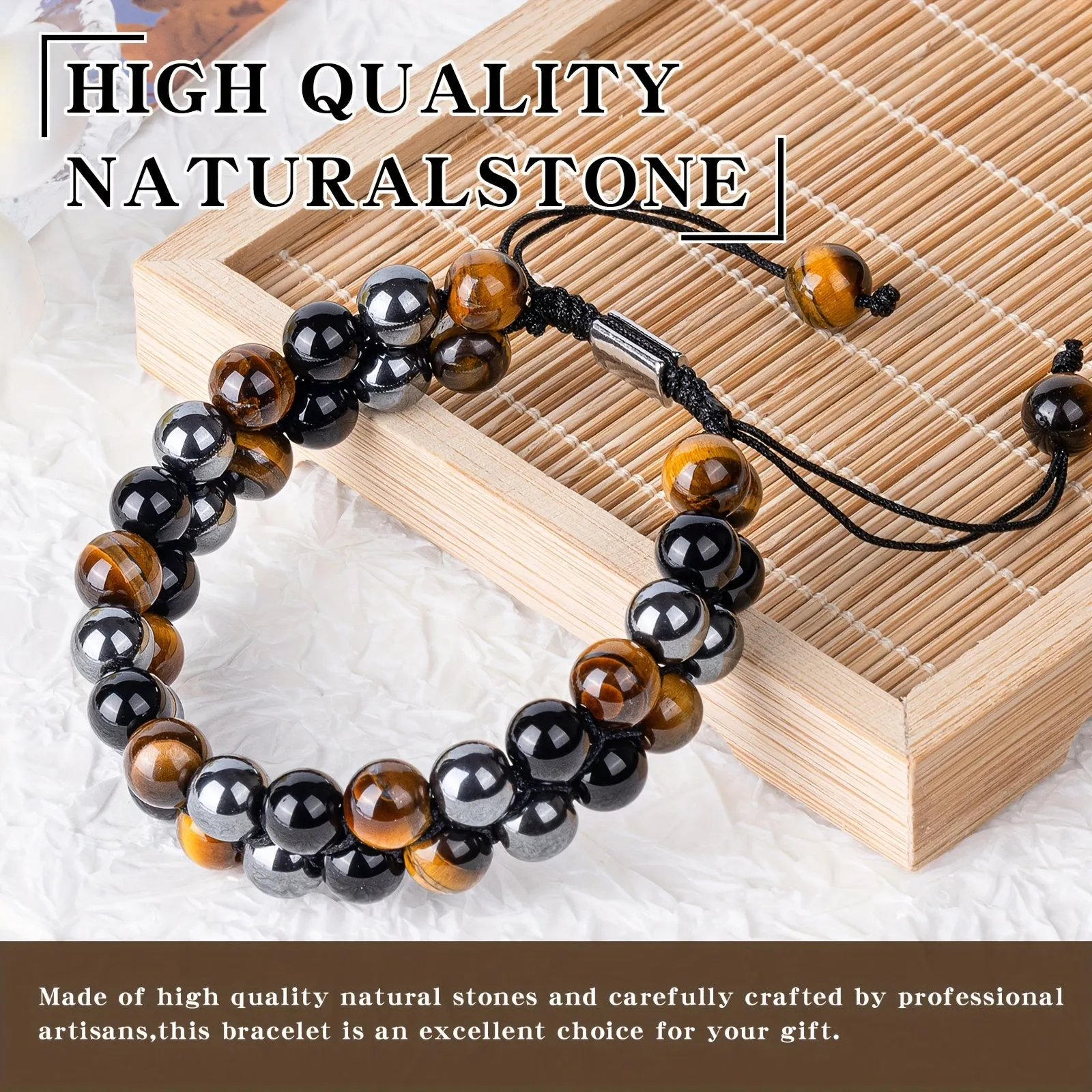 Double-Layer Bead Bracelet for Men | Black & Brown