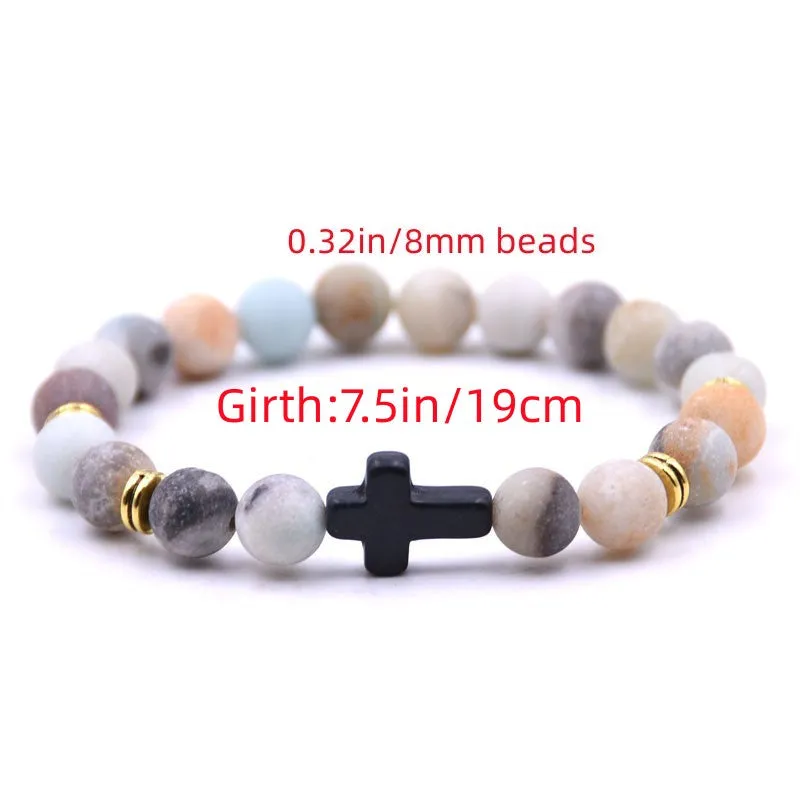 Elastic Adjustable Stone Cross Bracelet for Men | Chroma Variety