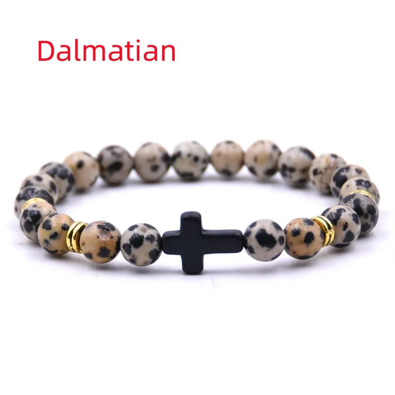 Elastic Adjustable Stone Cross Bracelet for Men | Chroma Variety