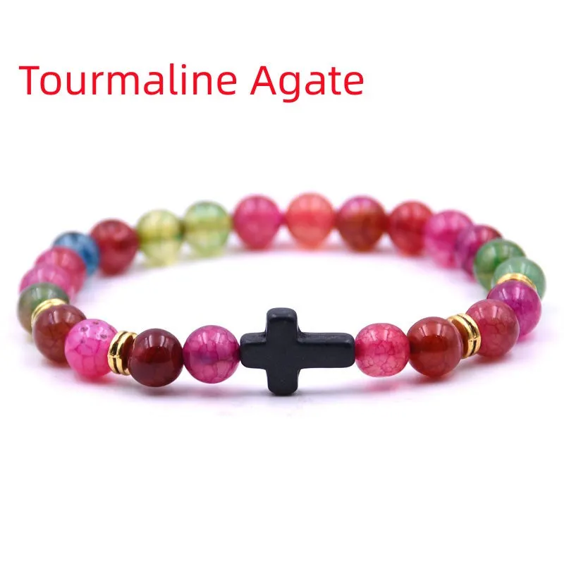 Elastic Adjustable Stone Cross Bracelet for Men | Chroma Variety
