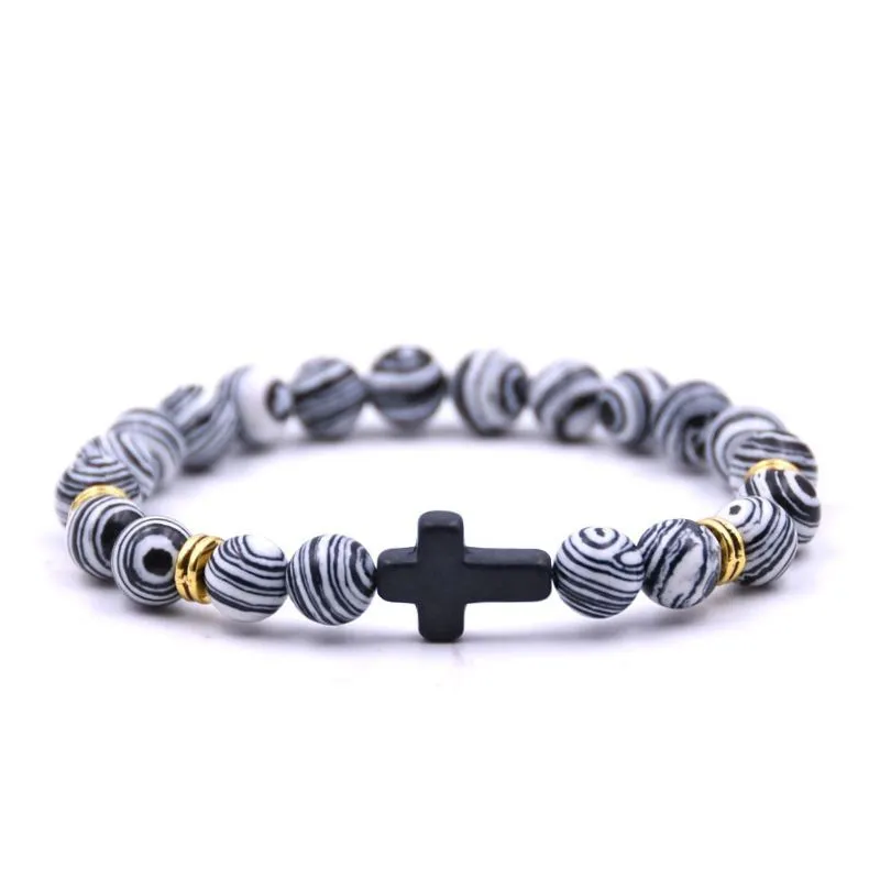 Elastic Adjustable Stone Cross Bracelet for Men | Chroma Variety