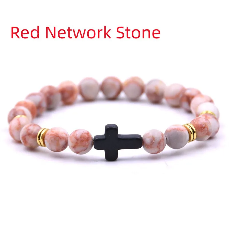 Elastic Adjustable Stone Cross Bracelet for Men | Chroma Variety