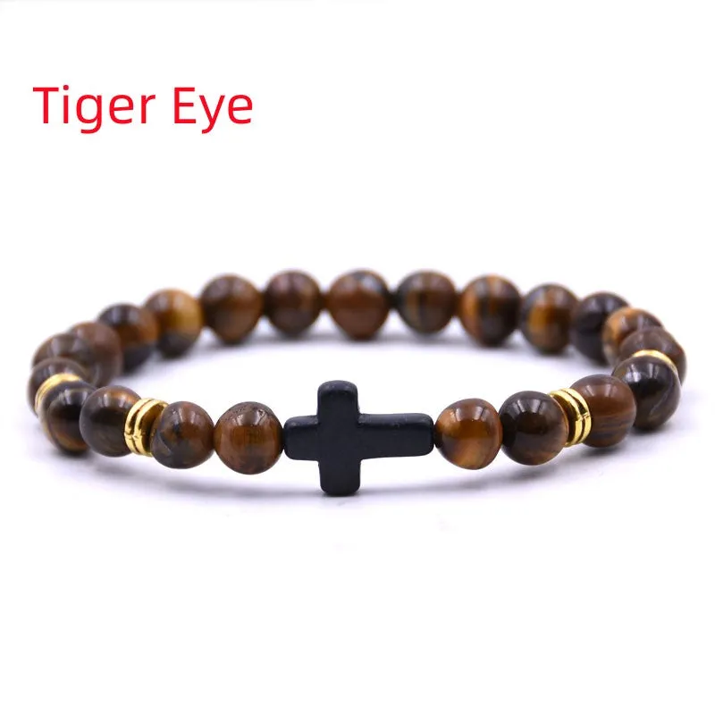 Elastic Adjustable Stone Cross Bracelet for Men | Chroma Variety