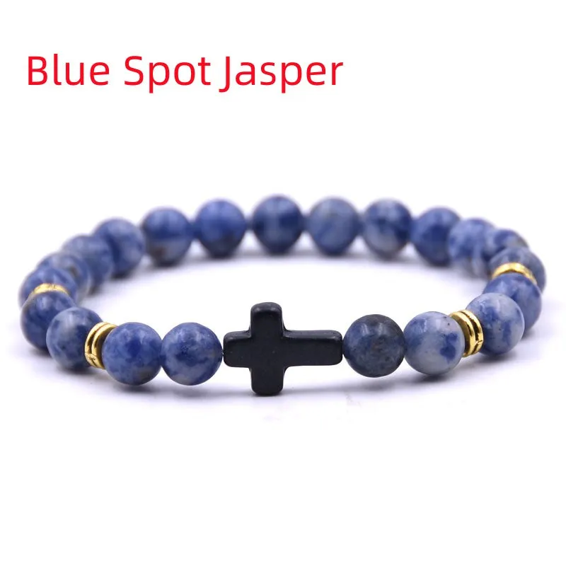 Elastic Adjustable Stone Cross Bracelet for Men | Chroma Variety