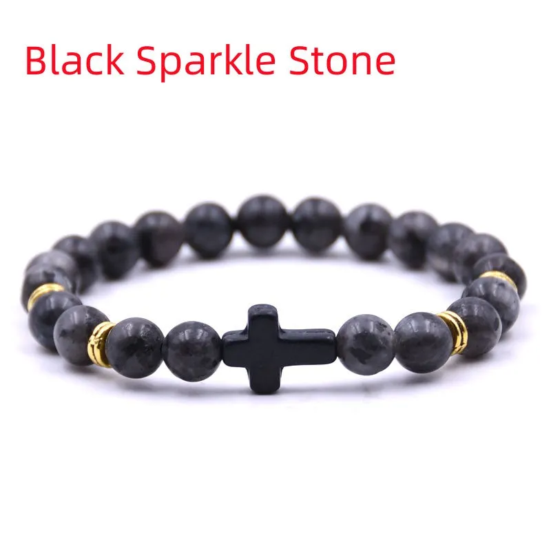 Elastic Adjustable Stone Cross Bracelet for Men | Chroma Variety