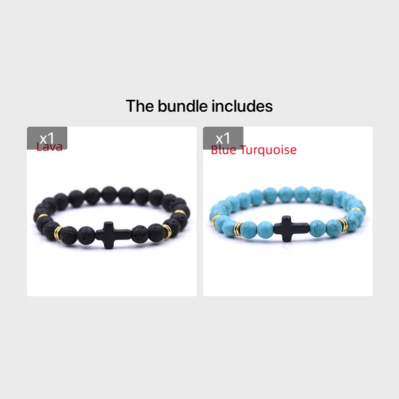 Elastic Adjustable Stone Cross Bracelet for Men | Chroma Variety