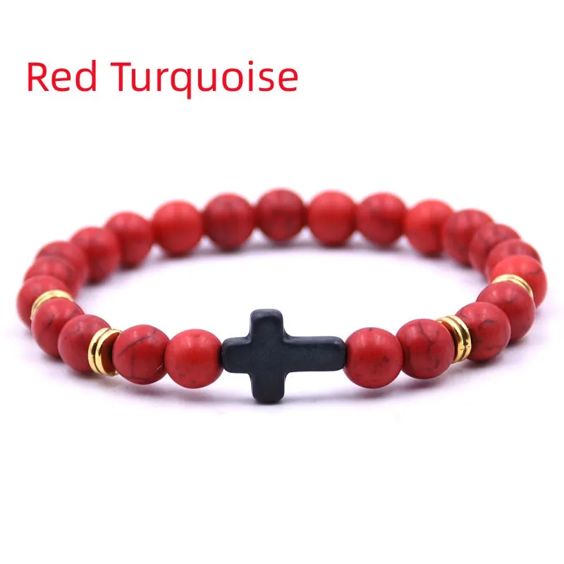 Elastic Adjustable Stone Cross Bracelet for Men | Chroma Variety