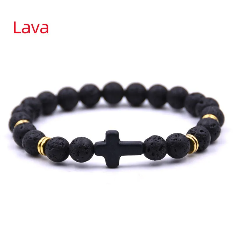 Elastic Adjustable Stone Cross Bracelet for Men | Chroma Variety