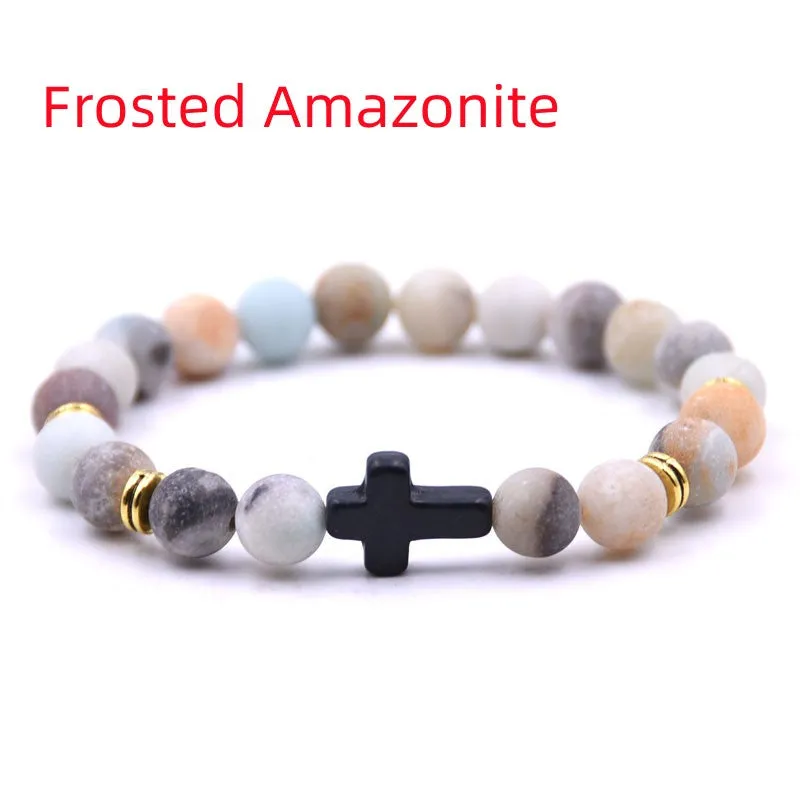 Elastic Adjustable Stone Cross Bracelet for Men | Chroma Variety