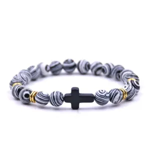 Elastic Adjustable Stone Cross Bracelet for Men | Chroma Variety
