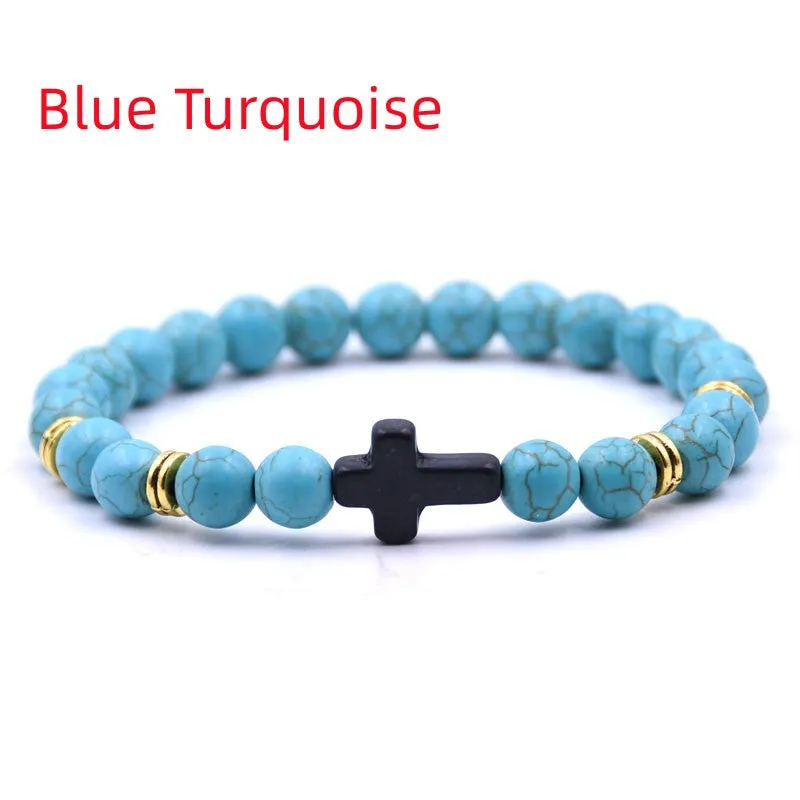 Elastic Adjustable Stone Cross Bracelet for Men | Chroma Variety