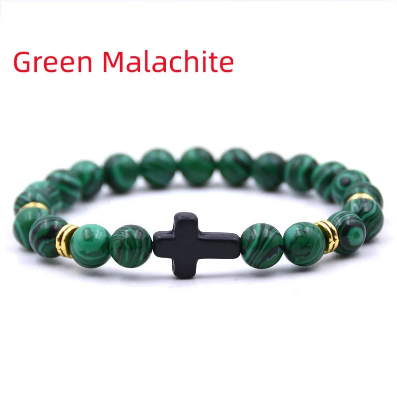 Elastic Adjustable Stone Cross Bracelet for Men | Chroma Variety