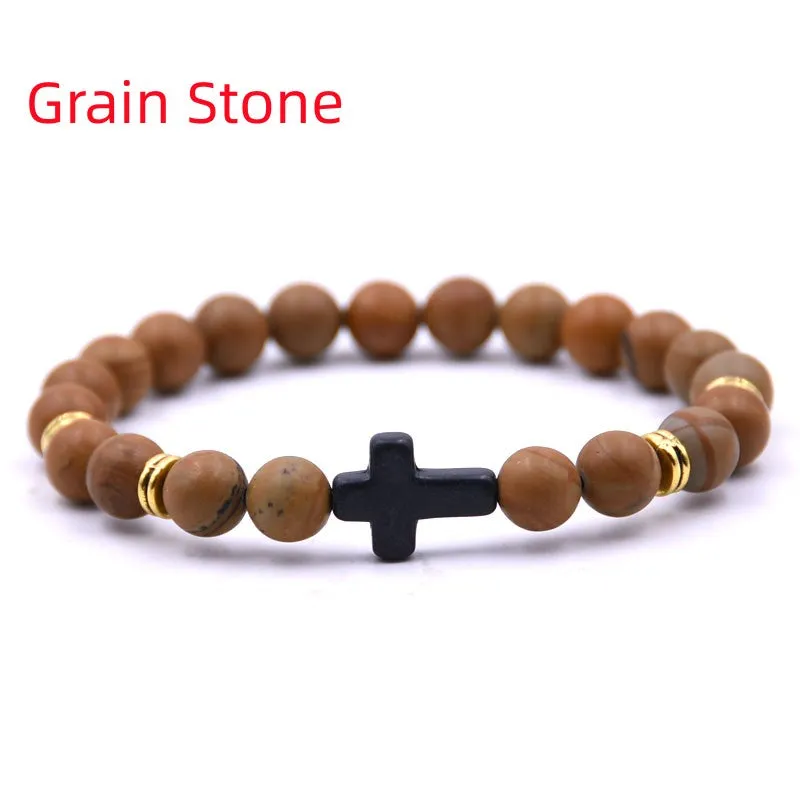Elastic Adjustable Stone Cross Bracelet for Men | Chroma Variety