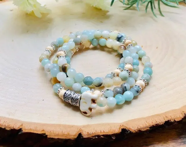 Energy Stone Wrap Bracelet/ Necklace (Amazonite)
