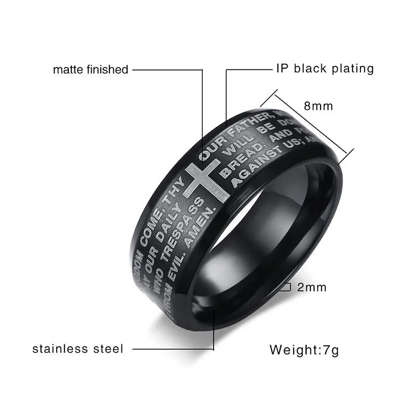 Engraved Bible Cross Ring
