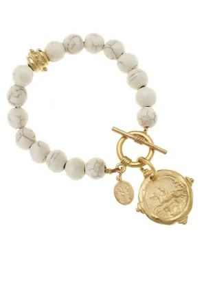 Equestrian Intaglio Bracelet -White Turquoise