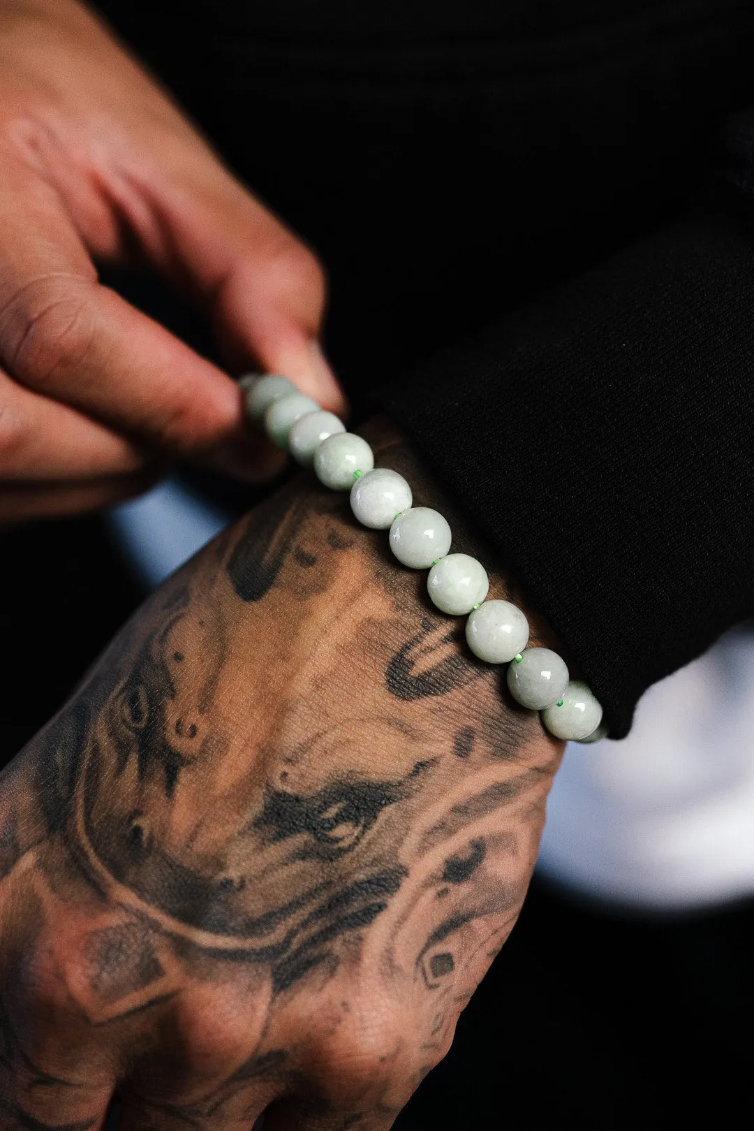 Full Beaded White Jade Bracelet