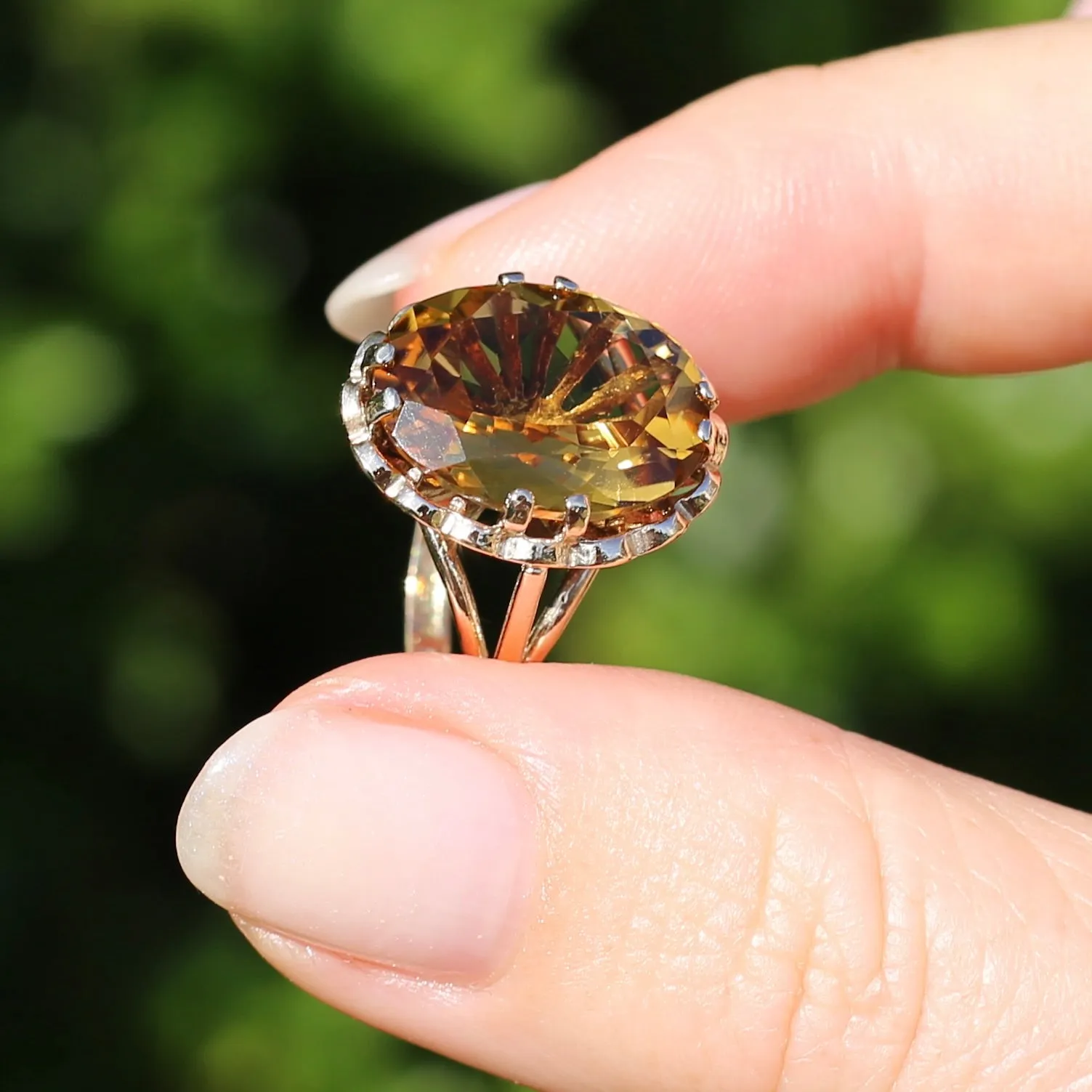 Gorgeous 1973 9ct Yellow Gold Ring with new 7.5ct Citrine Cocktail Ring, size N or 6.75