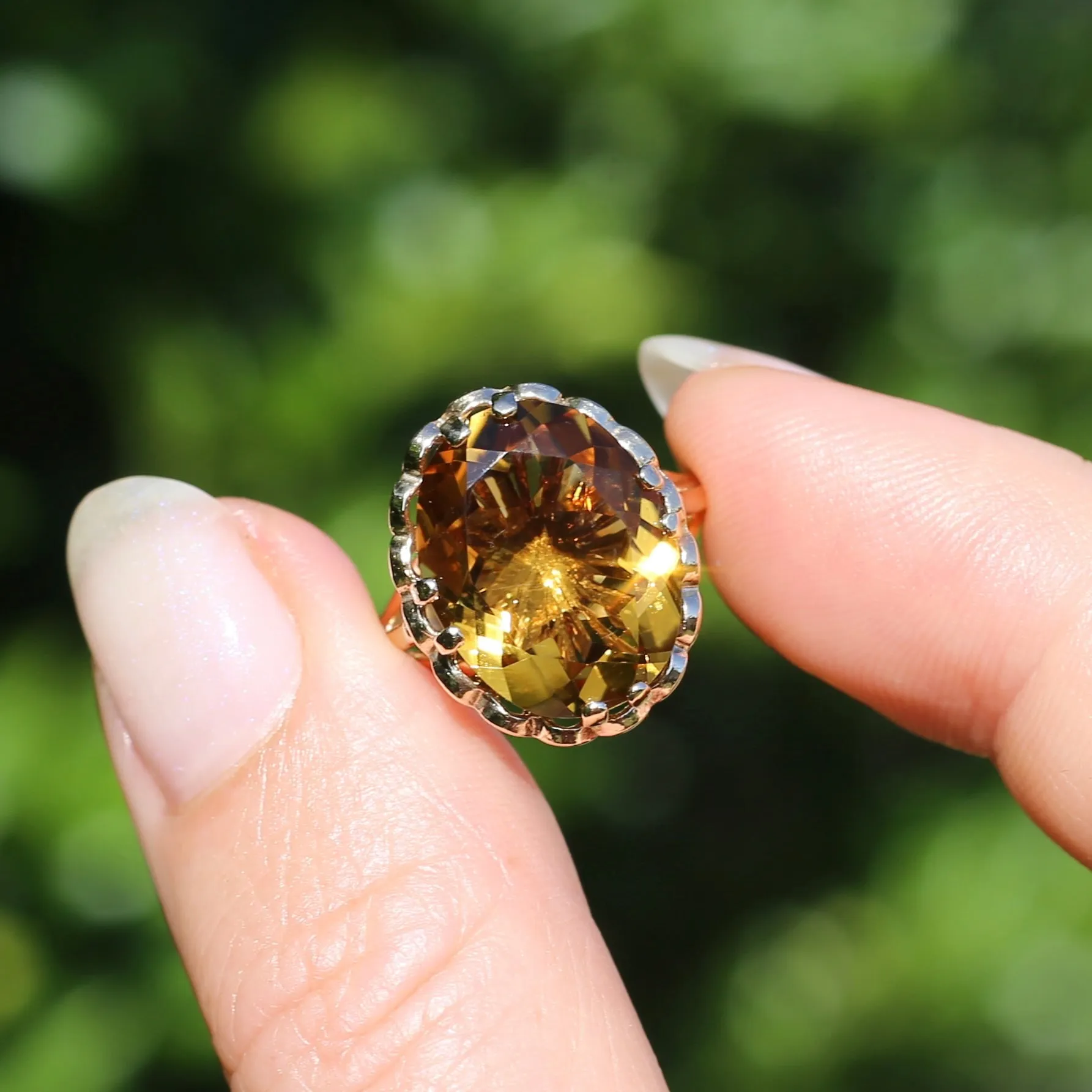 Gorgeous 1973 9ct Yellow Gold Ring with new 7.5ct Citrine Cocktail Ring, size N or 6.75