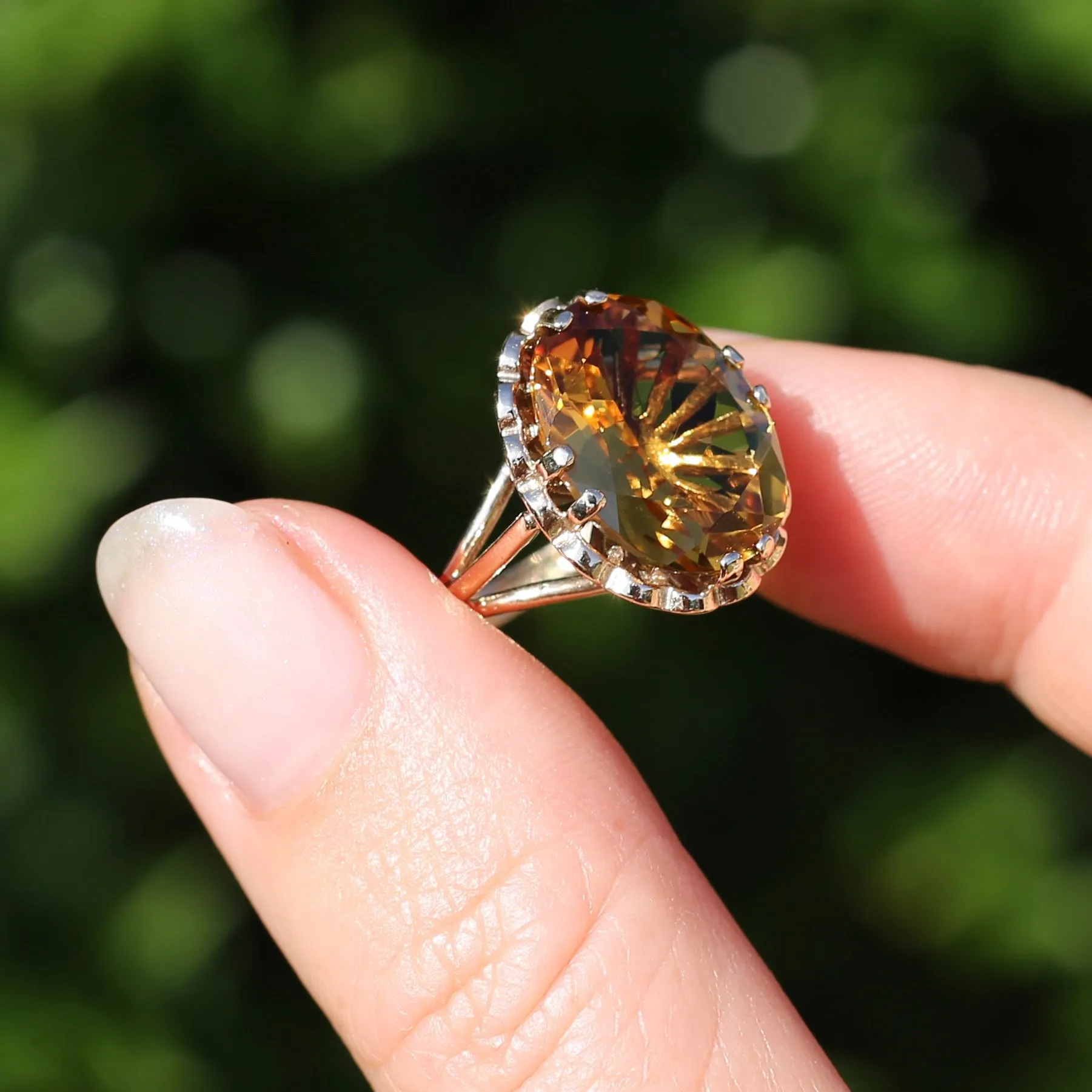 Gorgeous 1973 9ct Yellow Gold Ring with new 7.5ct Citrine Cocktail Ring, size N or 6.75