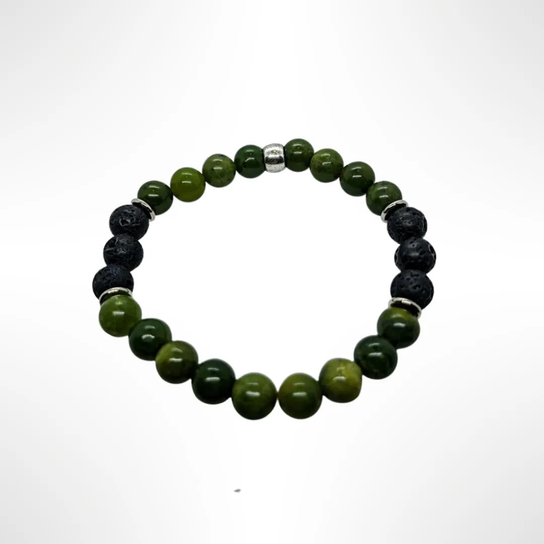Green Jade, Lava Stone, Bracelet