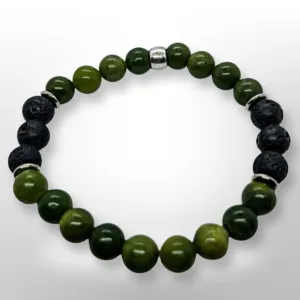 Green Jade, Lava Stone, Bracelet