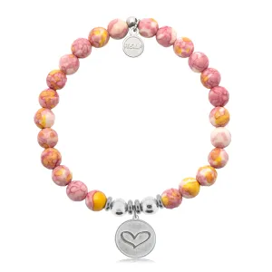 Heart Charm with Lemonade Jade Charity Bracelet