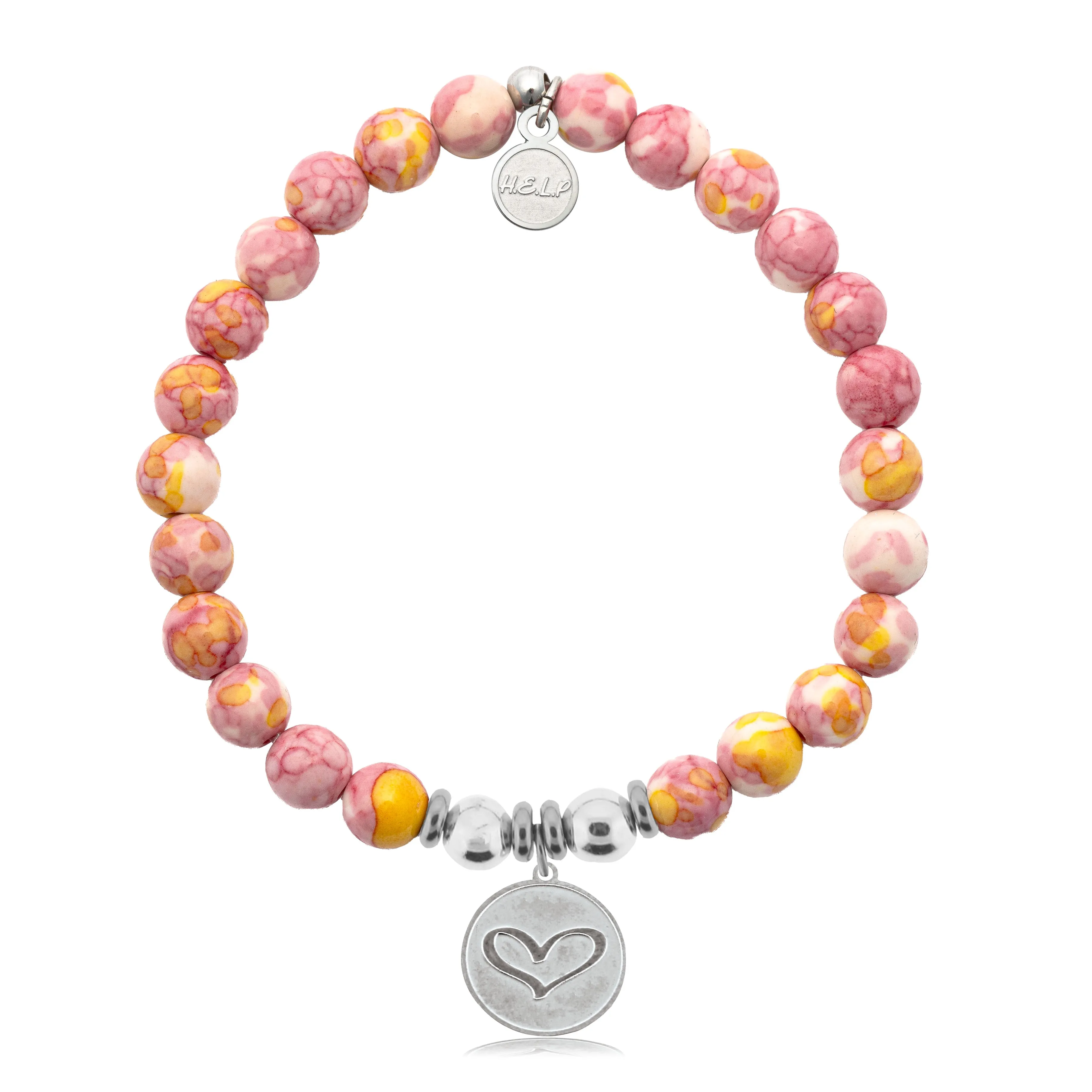 Heart Charm with Lemonade Jade Charity Bracelet