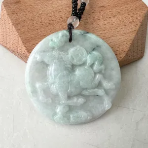 Horse Jadeite Jade Chinese Zodiac Pendant Necklace, Feng Shui Pendant, Fortune Wealth Money Coin, YJ-0322-0350832