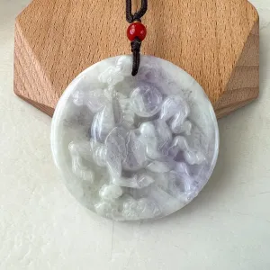Horse Purple Lavender Jade Jadeite Chinese Zodiac Carved Pendant Necklace, YJ-1221-0227741