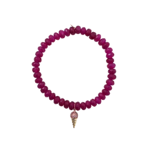 Ice Cream Cone Purple Jade Beaded Bracelet