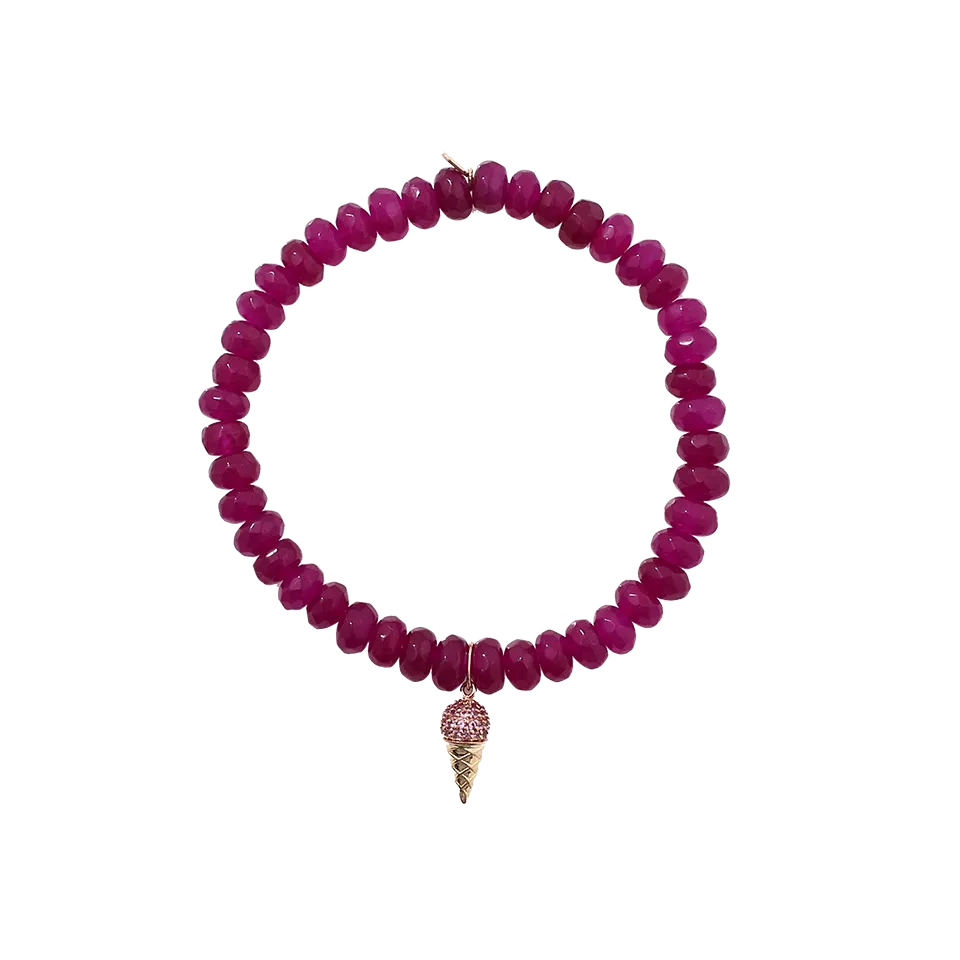Ice Cream Cone Purple Jade Beaded Bracelet