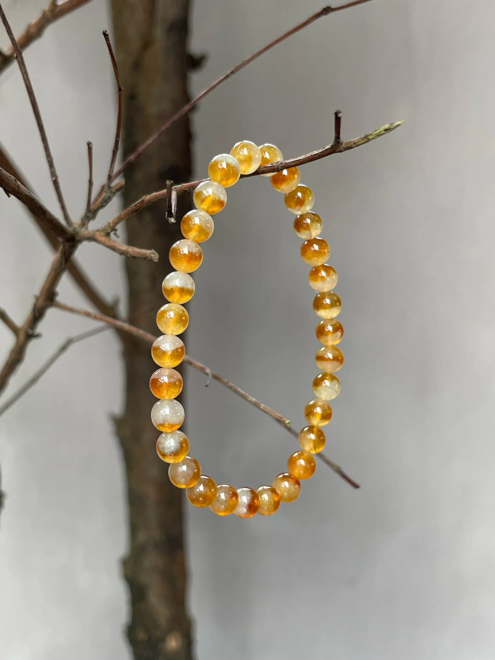 Icy Yellow Jade Bracelet - Round Beads (NJBA103)