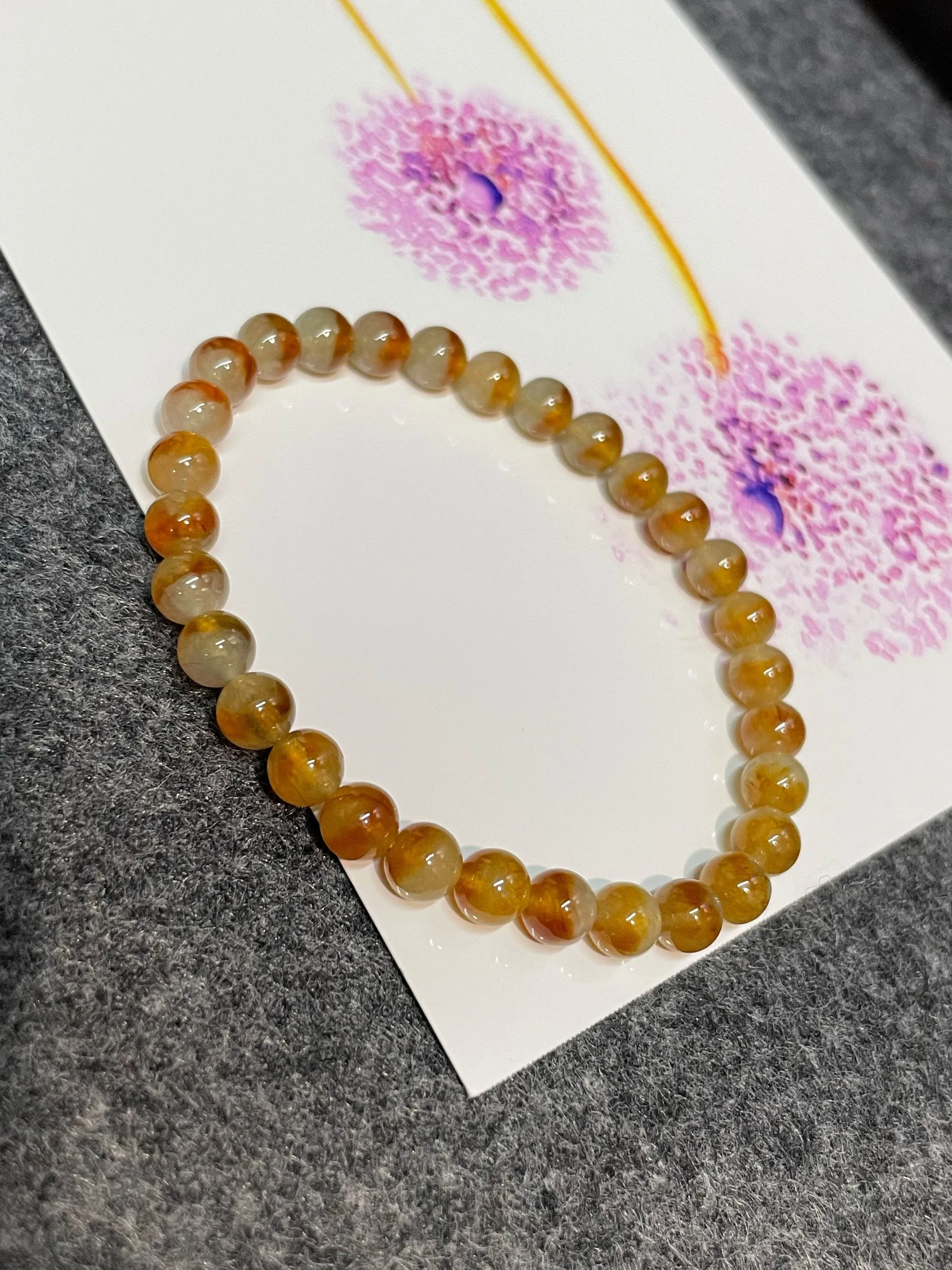 Icy Yellow Jade Bracelet - Round Beads (NJBA103)