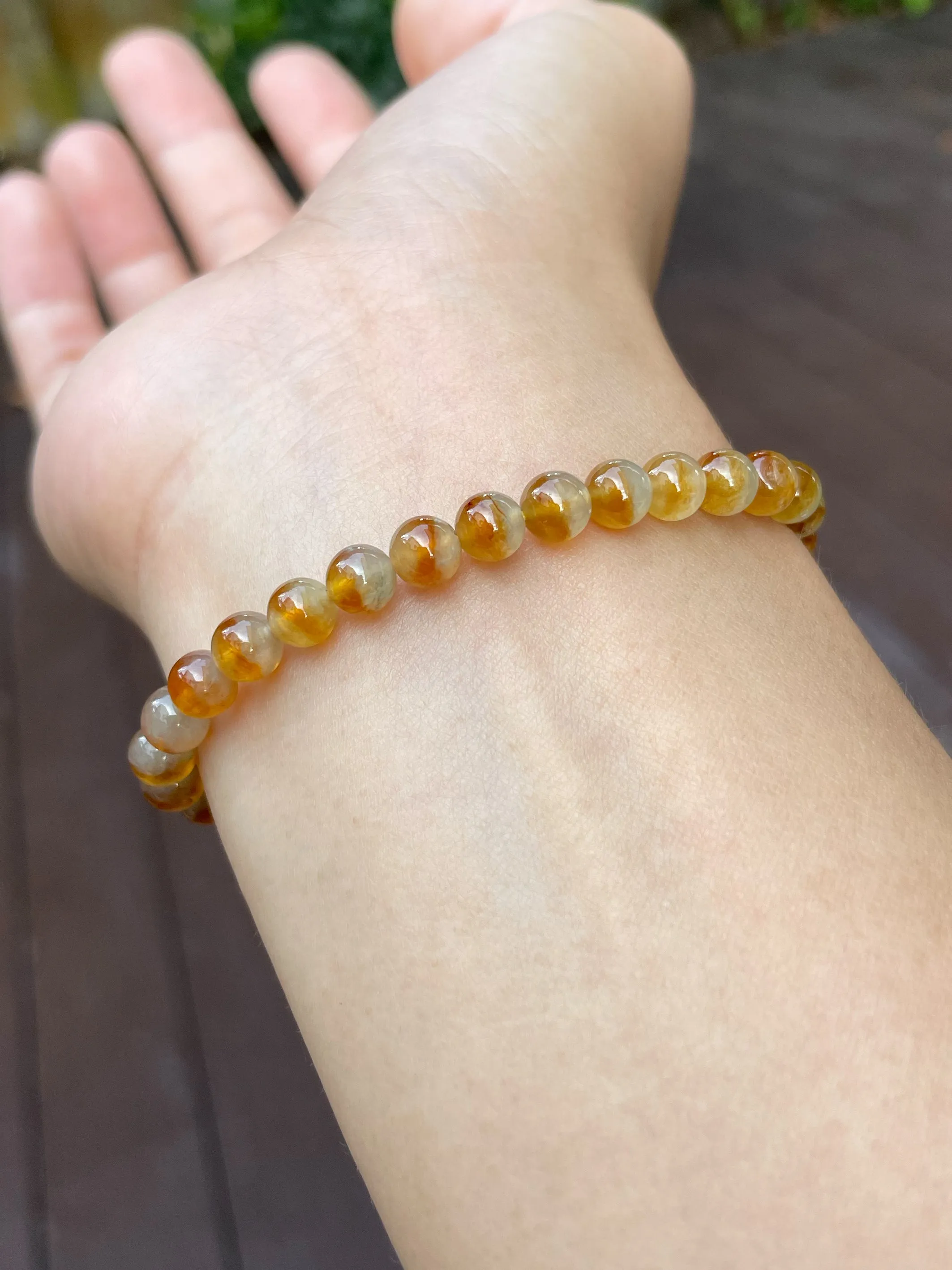 Icy Yellow Jade Bracelet - Round Beads (NJBA103)