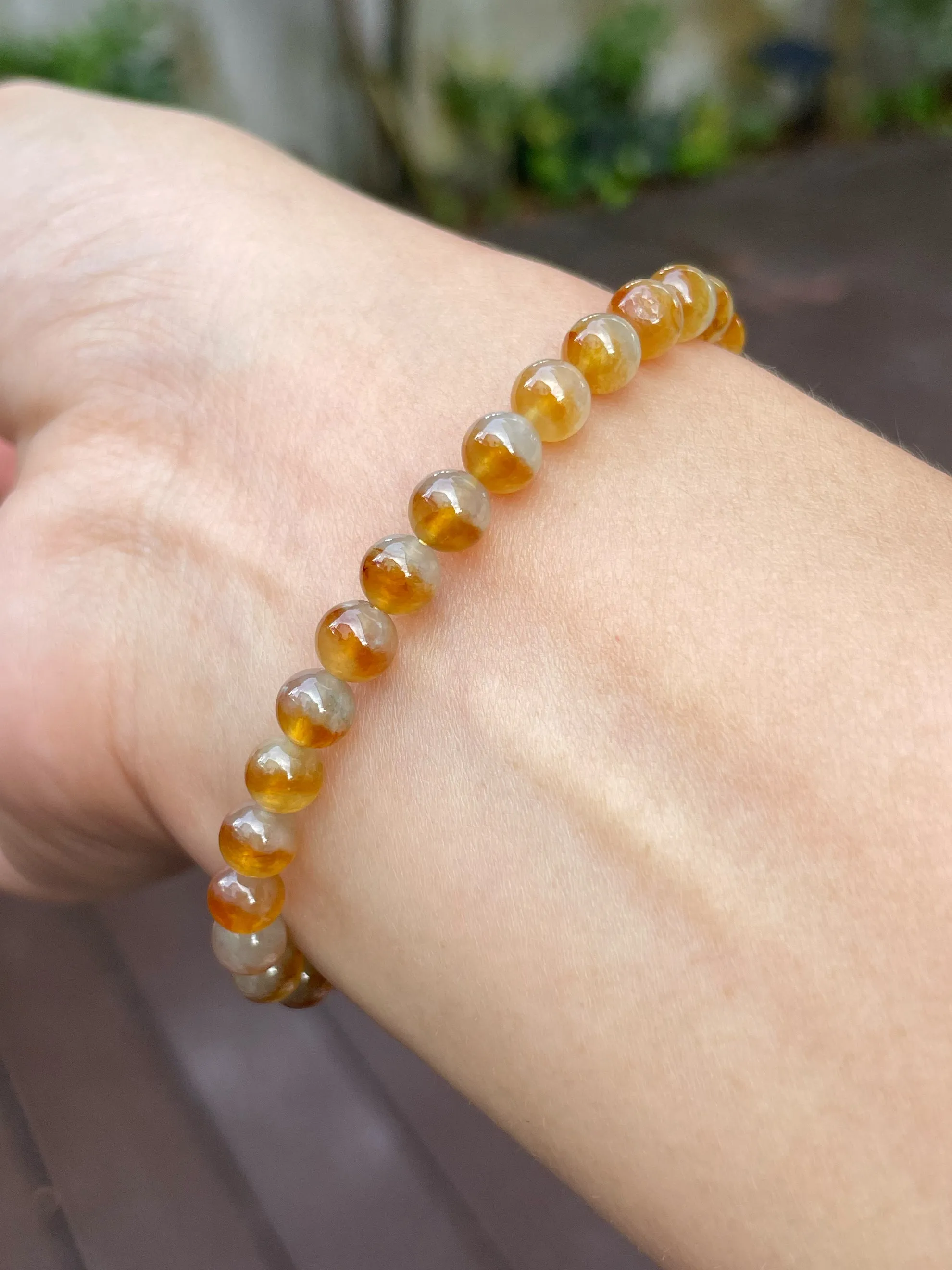 Icy Yellow Jade Bracelet - Round Beads (NJBA103)