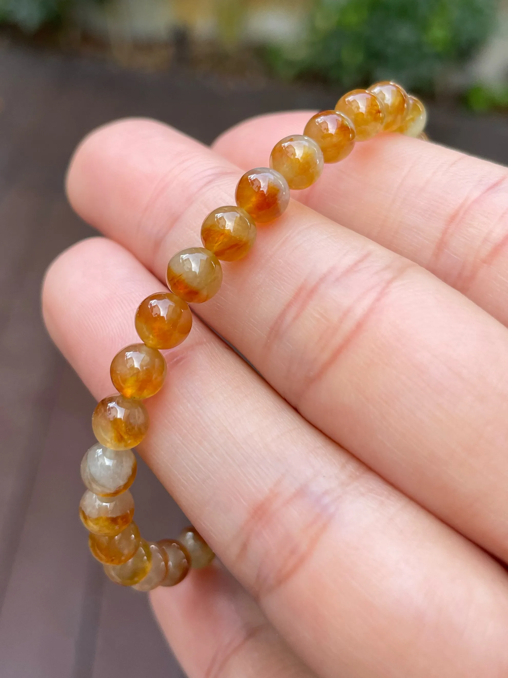 Icy Yellow Jade Bracelet - Round Beads (NJBA103)