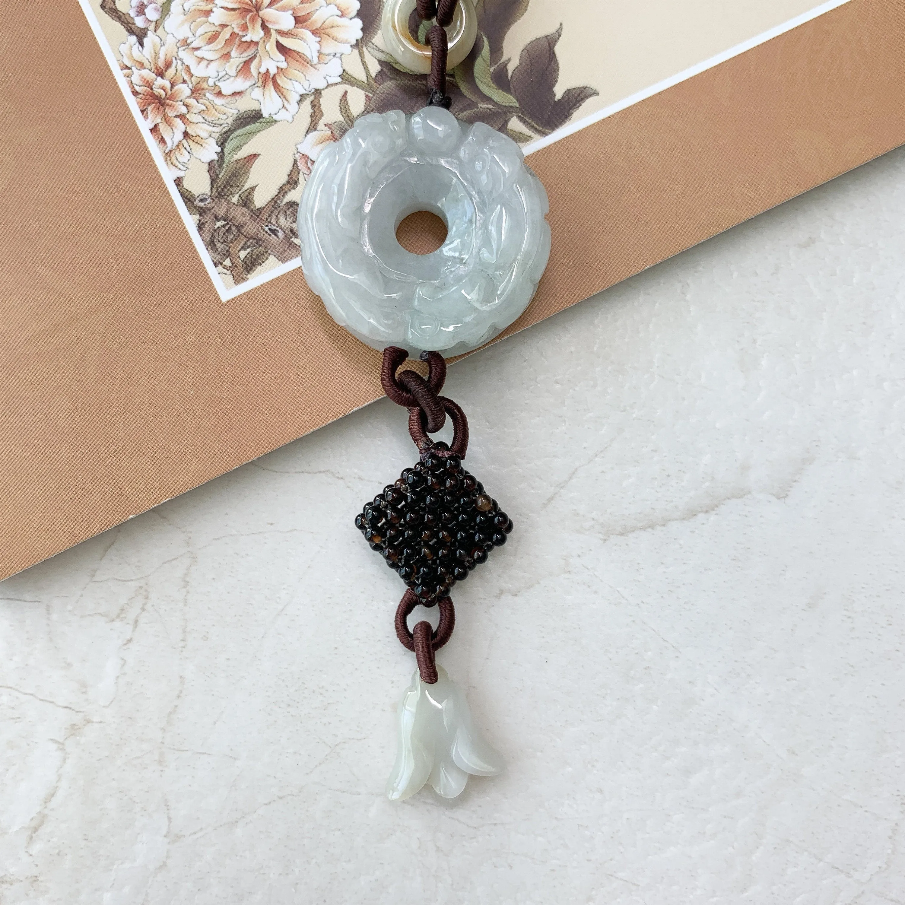 Jadeite Jade Circle Donut Carved Necklace, Jade Pendant, Jade Necklace, YW-0110-1647122266