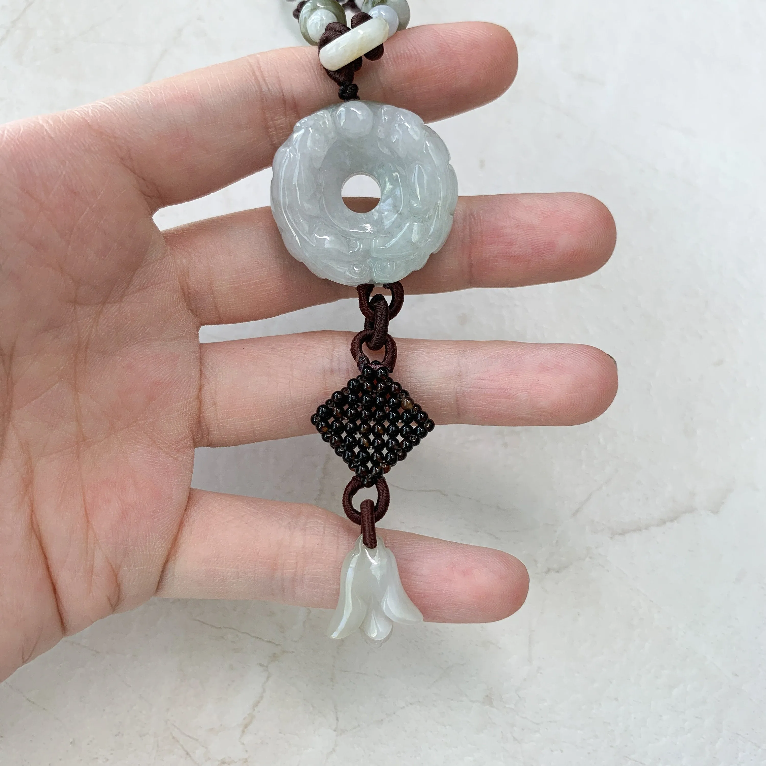 Jadeite Jade Circle Donut Carved Necklace, Jade Pendant, Jade Necklace, YW-0110-1647122266