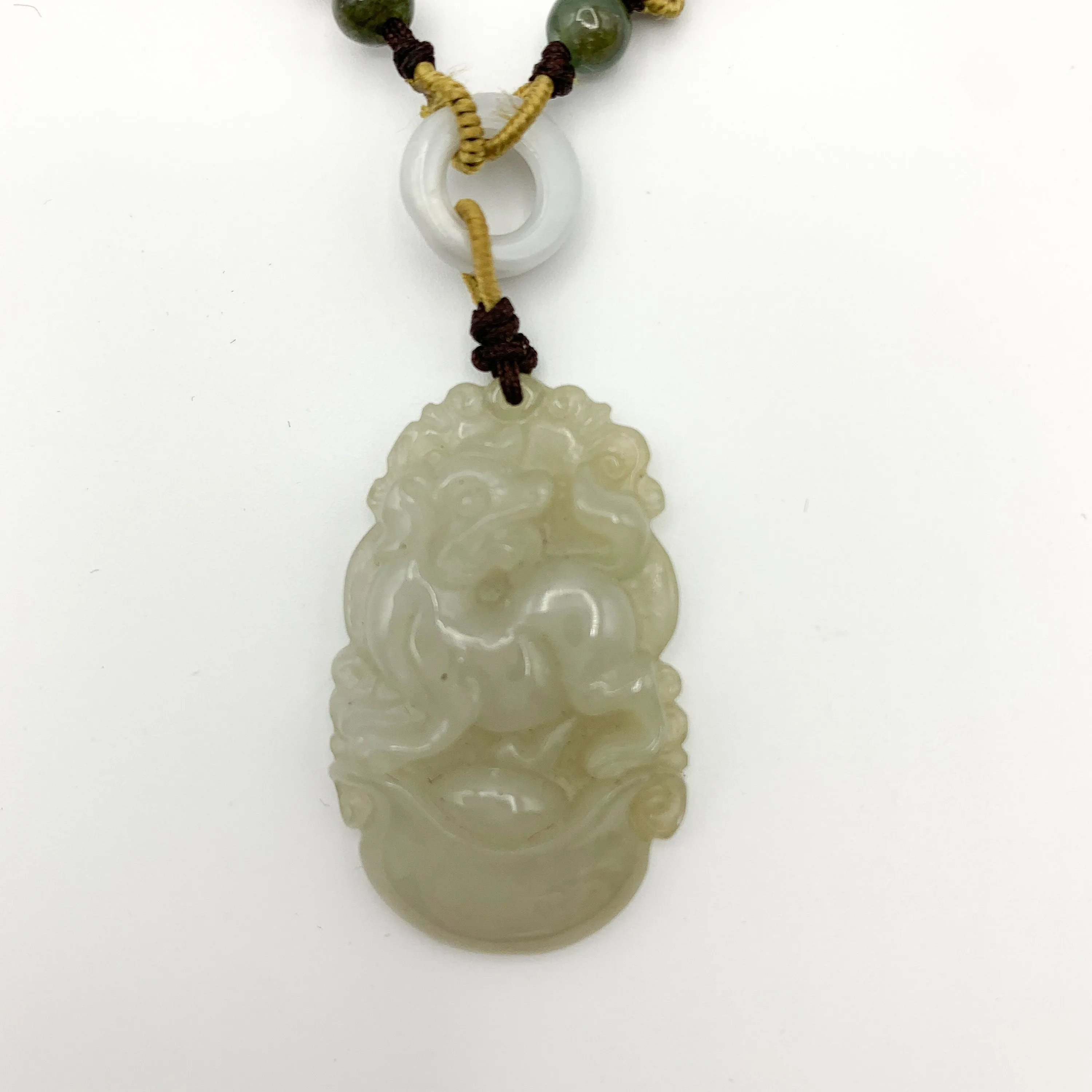 Jadeite Jade Dog Chinese Zodiac Hand Carved Red Pendant Necklace, YW-0110-1647059503