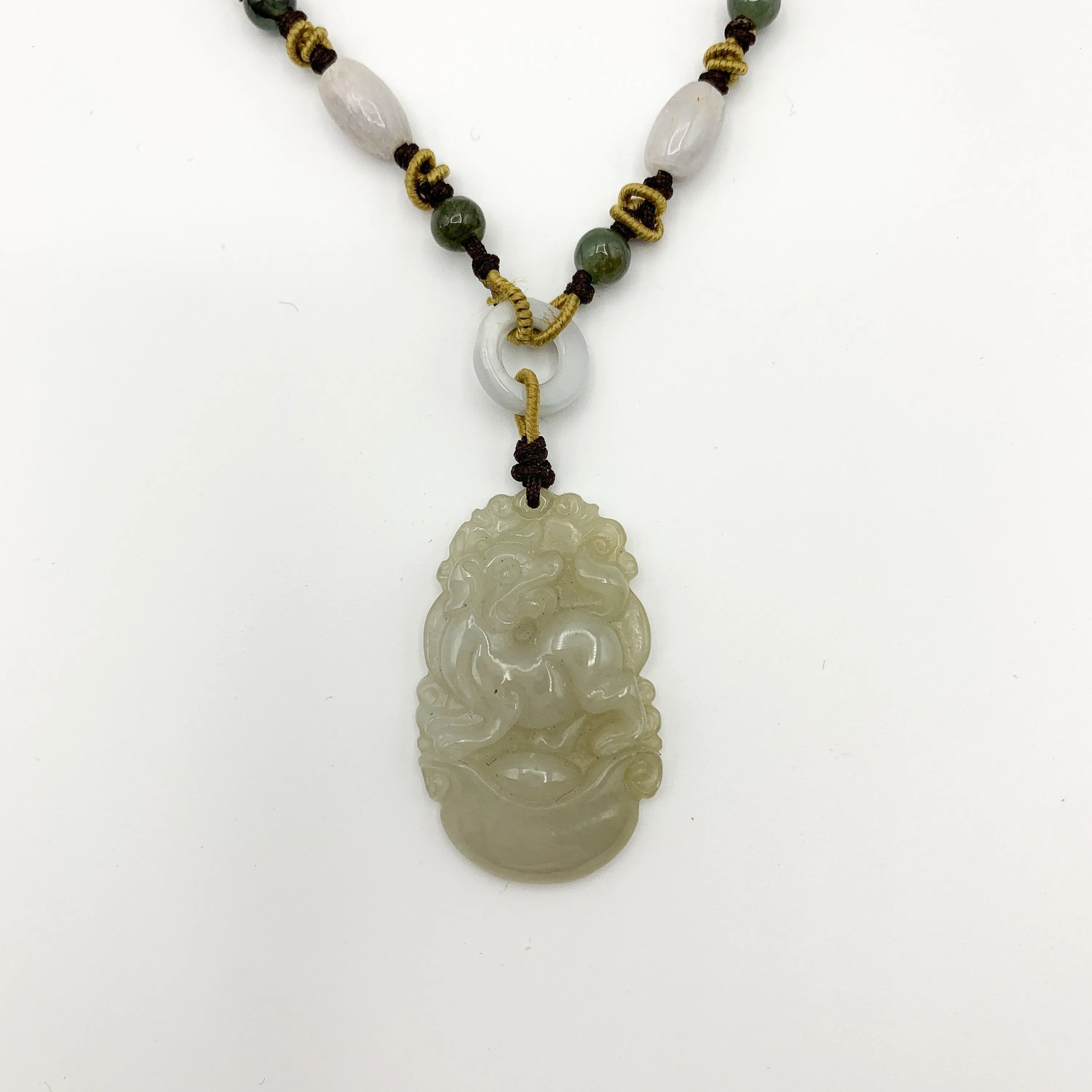 Jadeite Jade Dog Chinese Zodiac Hand Carved Red Pendant Necklace, YW-0110-1647059503