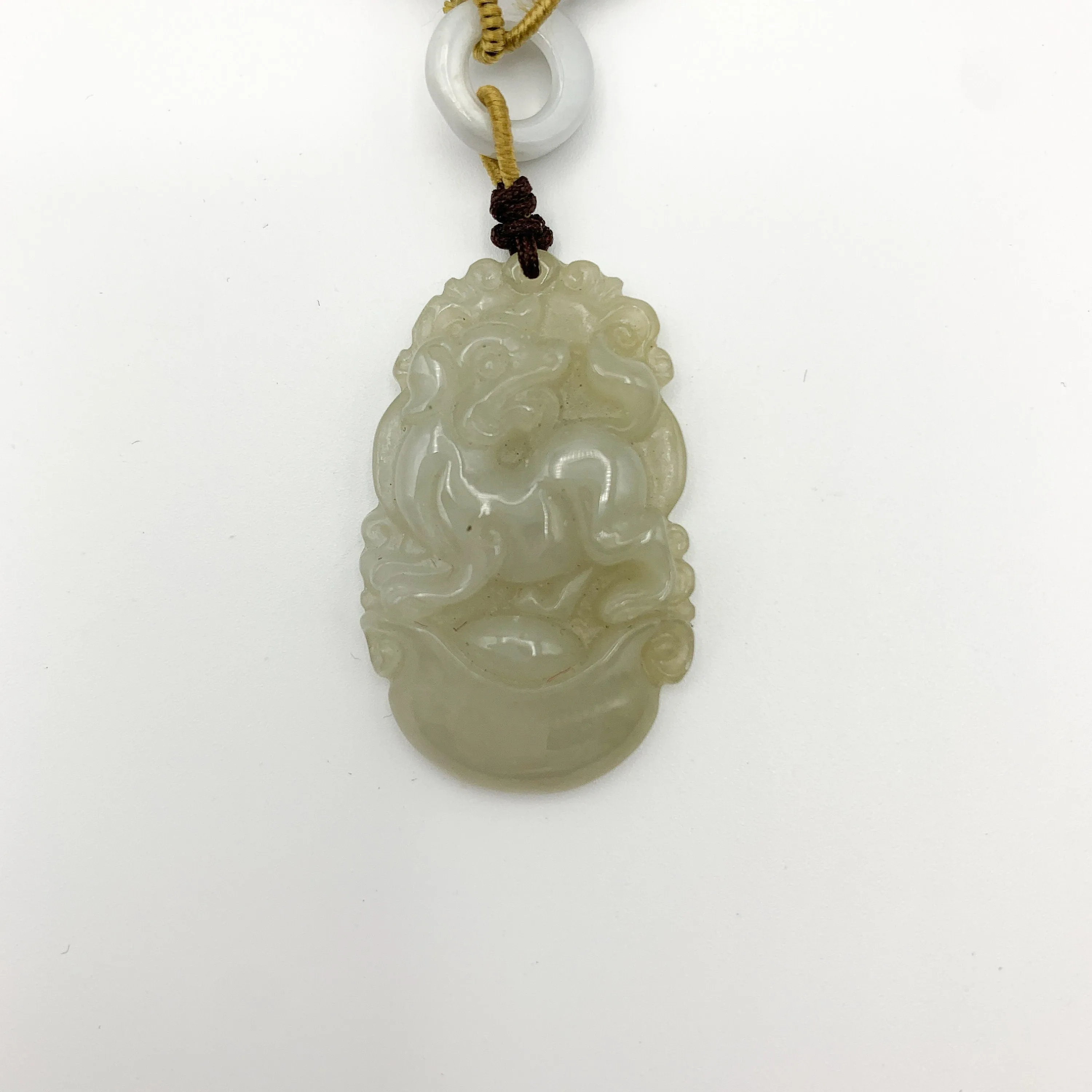 Jadeite Jade Dog Chinese Zodiac Hand Carved Red Pendant Necklace, YW-0110-1647059503