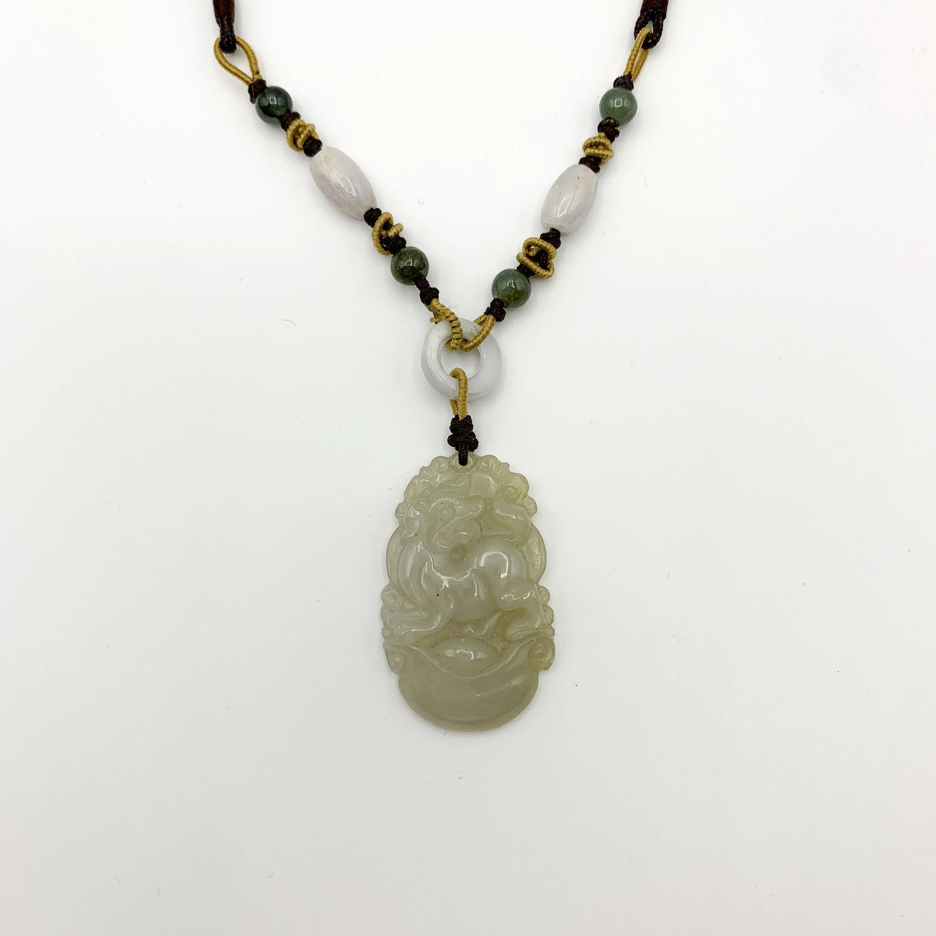Jadeite Jade Dog Chinese Zodiac Hand Carved Red Pendant Necklace, YW-0110-1647059503